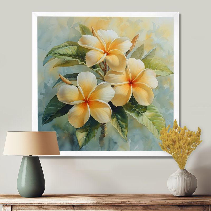 Décoration murale jaune et blanc Plumeria Tropical Dream - Plumeria, Métal métal, H 16 po x l 16 po x P 1 po