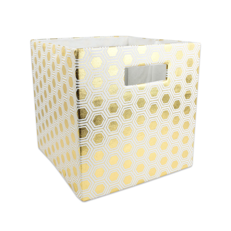 Mercer41 Decorative Bin, Gold, 11" H x 11" W x 11" D