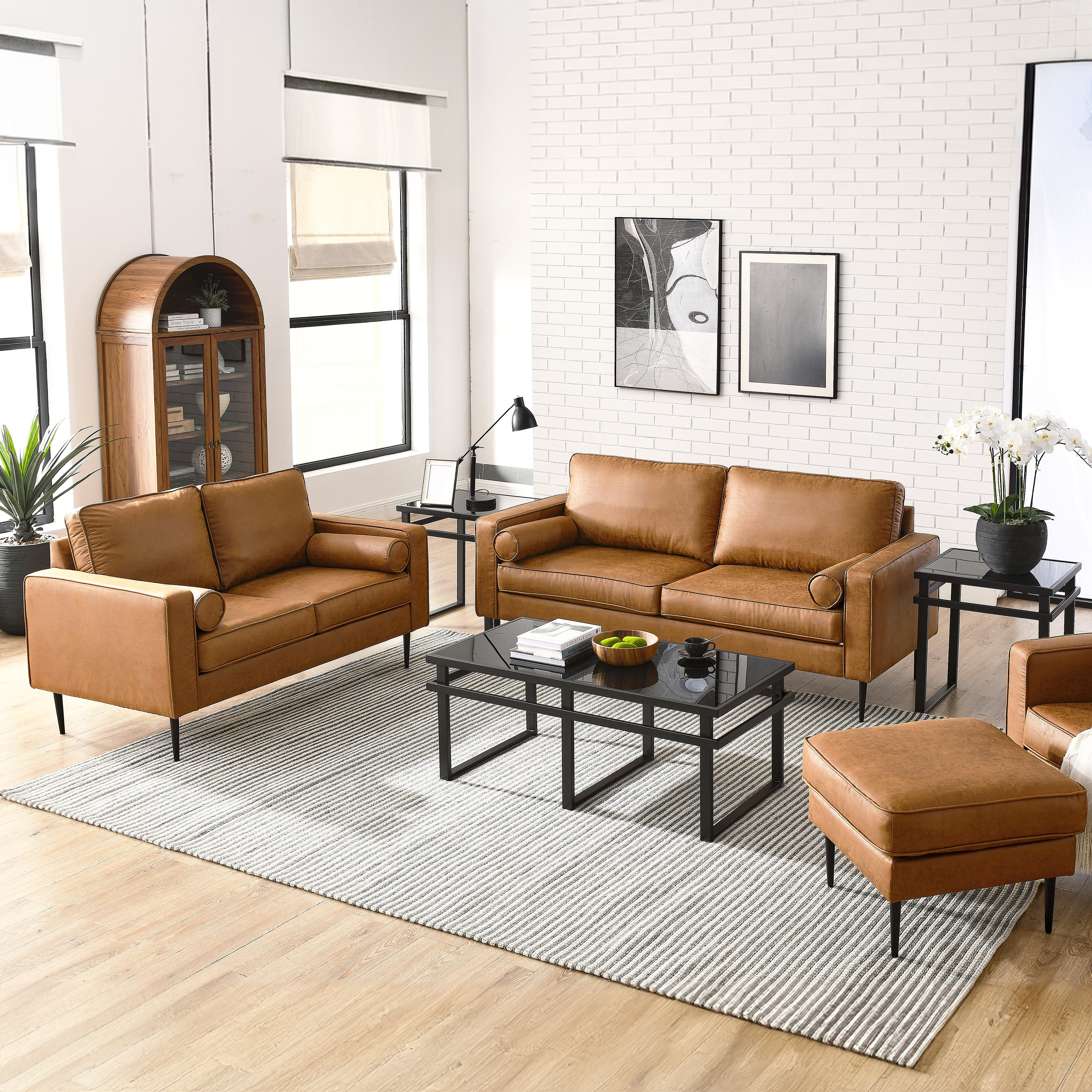 Ebern Designs Reisterstown 3 - Piece Faux Leather Living Room Sofa And ...