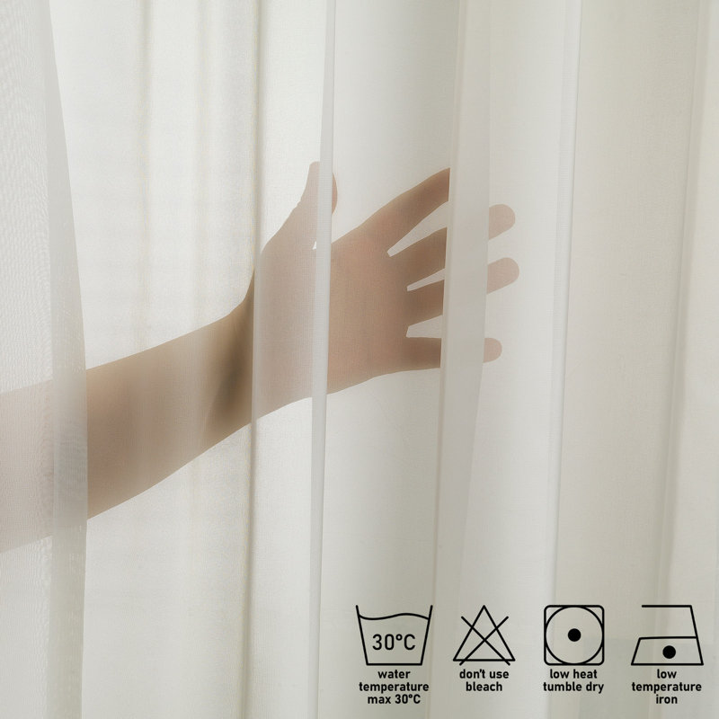Maretti Semi Sheer Curtain, 200cm Width x 140cm Drop, Cream