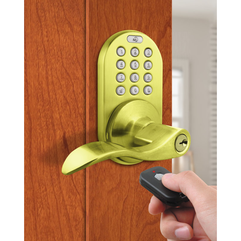 Keyless Entry Door Lever, Polished Brass