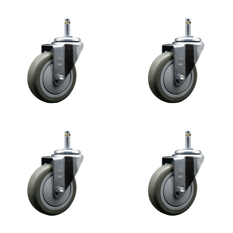 Roulettes à tige Grip Ring, gris
