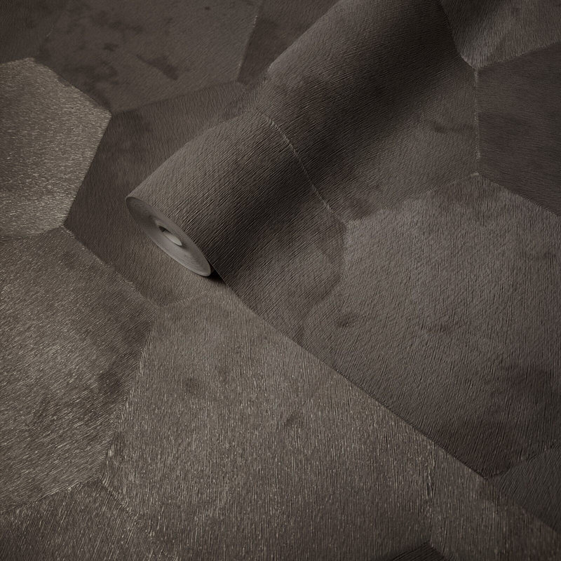 Papier peint géométrique à motif géométrique hexagonal brun peau de vache
