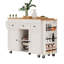 Îlot de cuisine avec table de salle à manger extensible, table de rangement de cuisine avec 3 tablettes latérales ouvertes, îlot de cuisine roulant avec prise de courant, 3 tiroirs, 2 portes, pour la cuisine, la salle à manger-129052890