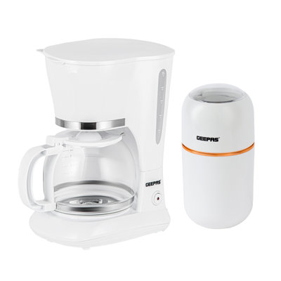 GEEPAS 1.5L Filter Coffee Machine & Coffee Grinder 80g Capacity Combo Set | 800W Coffee Maker for Instant Coffee, Espresso, Macchiato | 200W Electric Coffee Grinder for Dried Spice Nuts Herbs