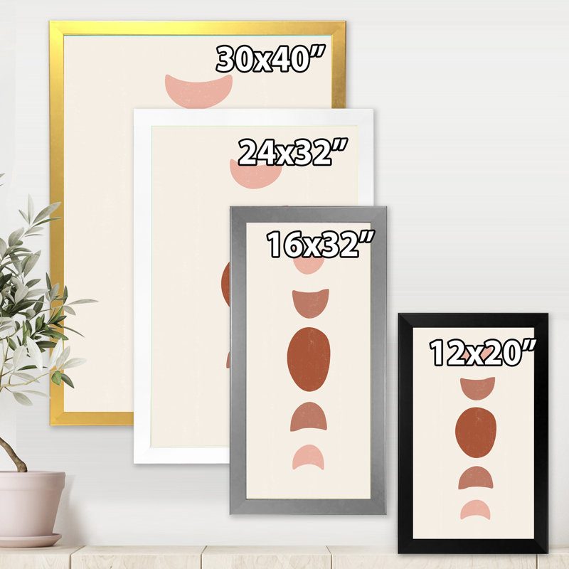 Minimal Moon Phases - impression sur toile, Toile encadrée d'or, H 32 po x l 16 po x P 1,5 po