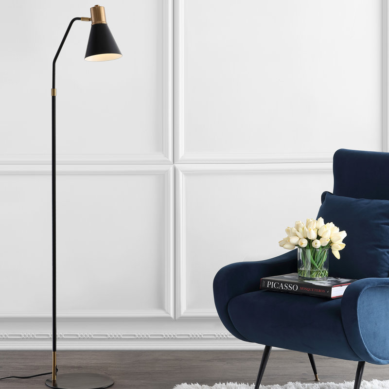 Zurcher 61'' Black/Brass Gold Arched Floor Lamp