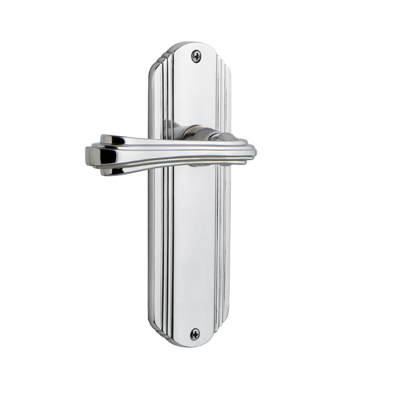 Plaque décorative Passage (couloir et garde-robe) avec levier fleur, Chrome brillant, 2-3/8 po