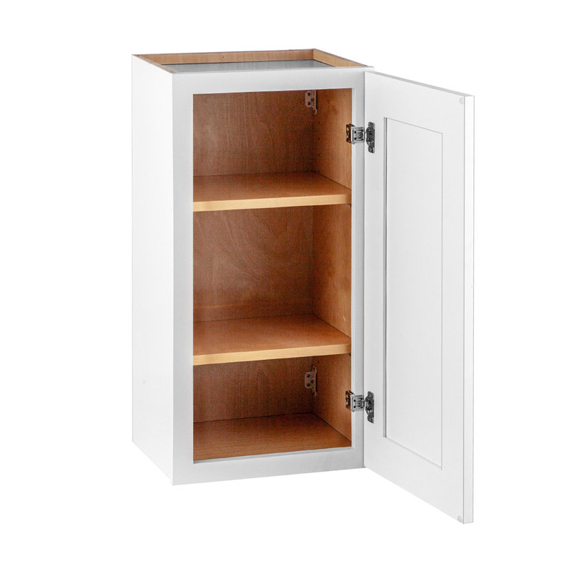 Armoire murale blanche en bois massif de 15 pouces avec deux tablettes réglables
