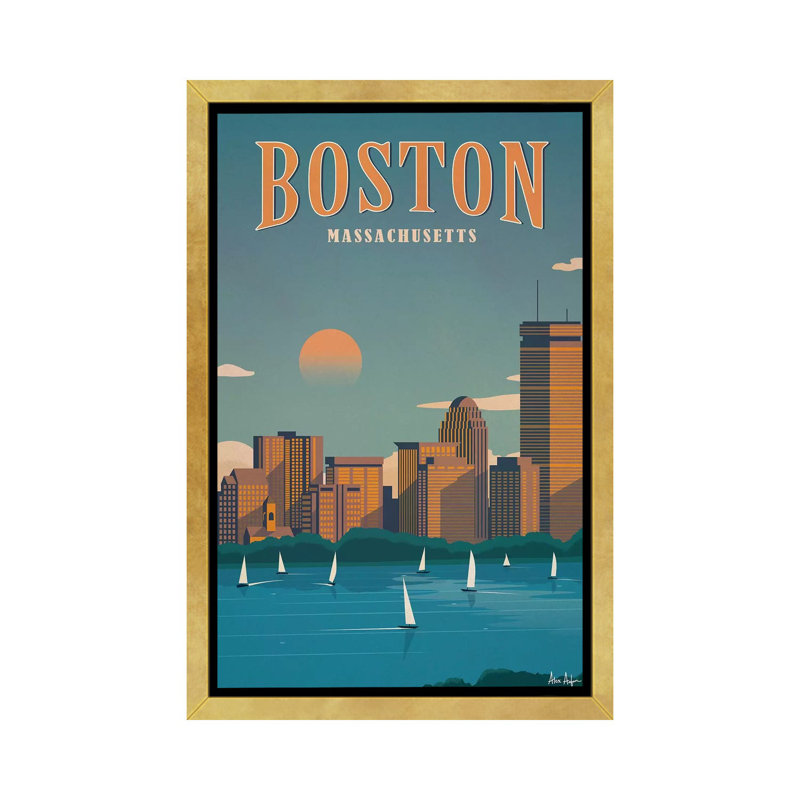 «Boston» par IdeaStorm Studios - reproduction d'art graphique à cadre flottant, H 60 po x l 40po x P 1,5 po