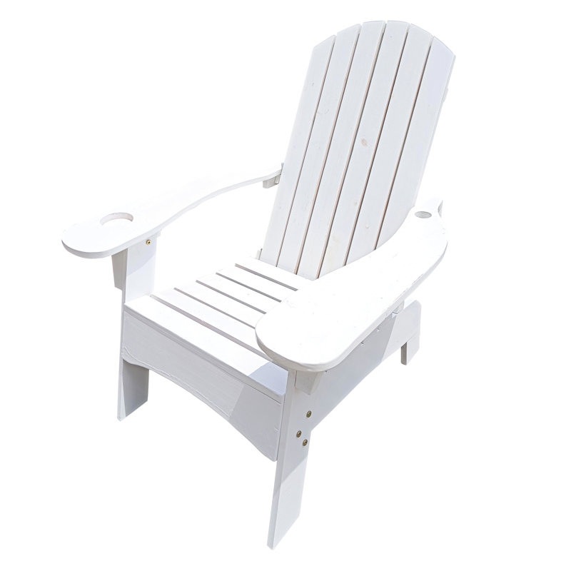 Comfortable White Wood Chair - Umbrella Hole Included, Versatile For Outdoor/Indoor Spaces Patio, Porch, Deck, Garden, Poolside Seating Easy Assembly Process Made Of Solid Hole, Comfortable, Outdoor