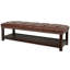 Banc rembourré 60 po pour la chambre à coucher en cuir brun foncé avec revêtement en polyuréthane, longueur, revêtement, pieds en bouleau