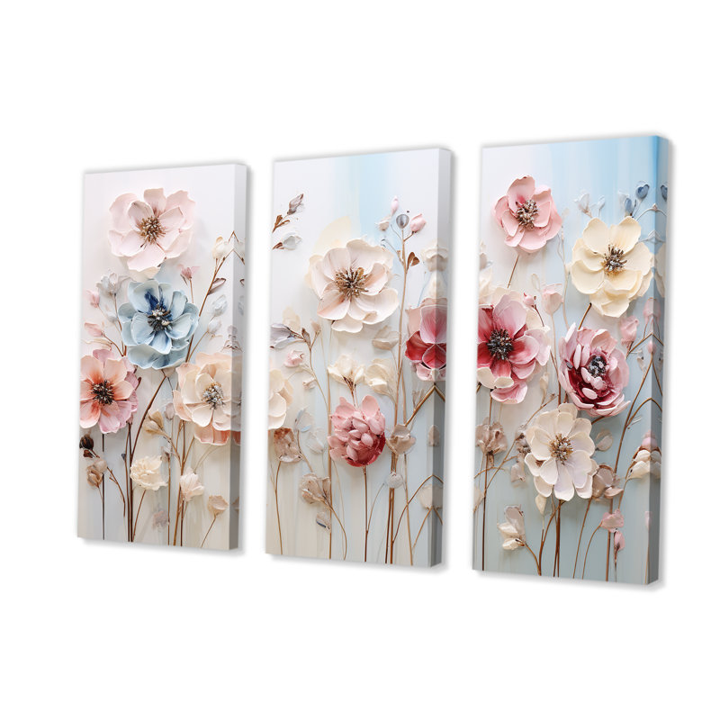 White And Pink Floral Wonderland - Floral Wall Art, 40" H x 60" W x 1" D, Wrapped Canvas