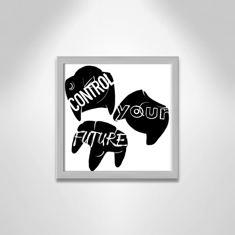 «Control your future», art encadré, H 13 po x l 13 po x P 1,19 po, Encadré de boîte argent