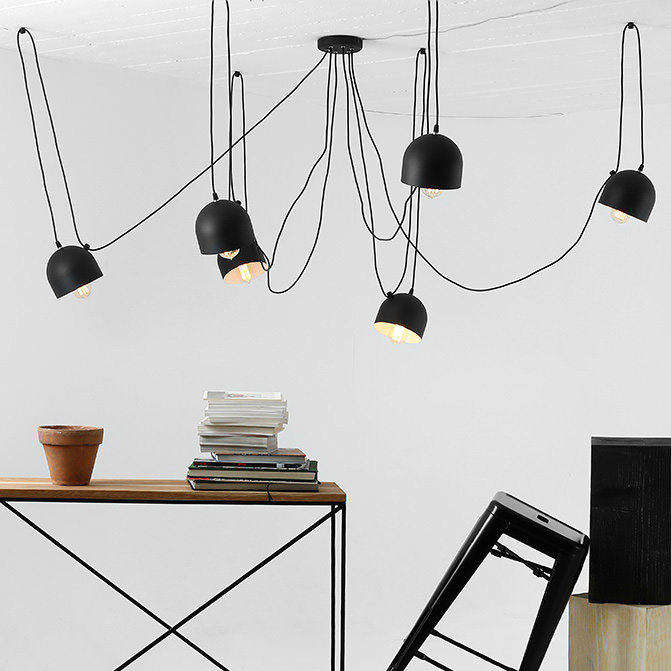 Zachariah 6 - Light Cluster Pendant, Black