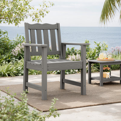 Brylor Patio Dining Chair, All-Weather HIPS Outdoor Dining Armchair