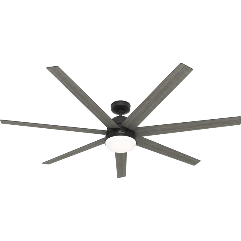 70" Phenomenon 7 - Blade Smart Standard Ceiling Fan with Pull Chain and Light Kit Included, Matte Black