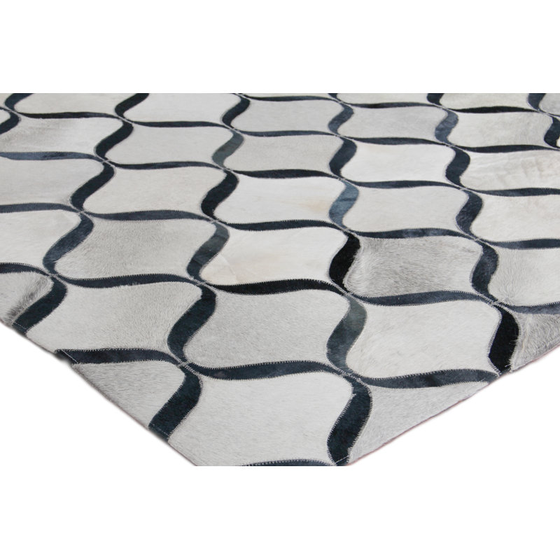 Natural Hide Cowhide Geometric Area Rug, Rectangle 11'6" x 14'6"