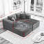 Canapé modulaire 106 pouces avec méridienne double, siège profond, conception modulaire moderne pour le salon, sans assemblage, tissu en velours côtelé gris moelleux-1484022054