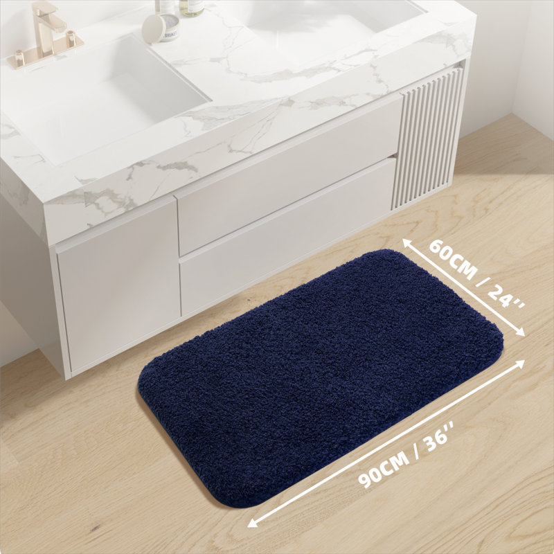 Non-Slip Bath Rug, 36" L x 24" W, Navy Blue
