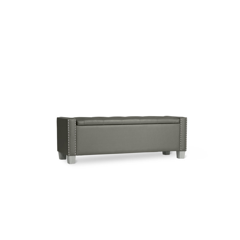 Thecle Upholstered Storage Bench, Dark Grey