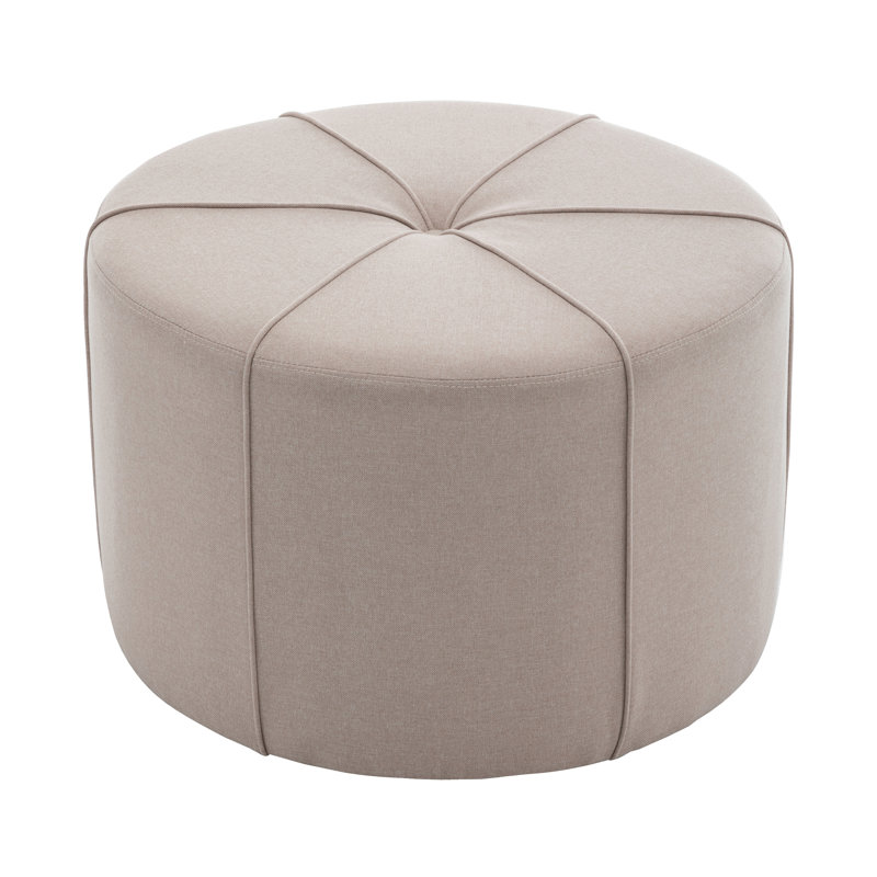 Repose-pieds rond en tissu Wrought Studio ™ Arlo 27,5 po, Tissu beige