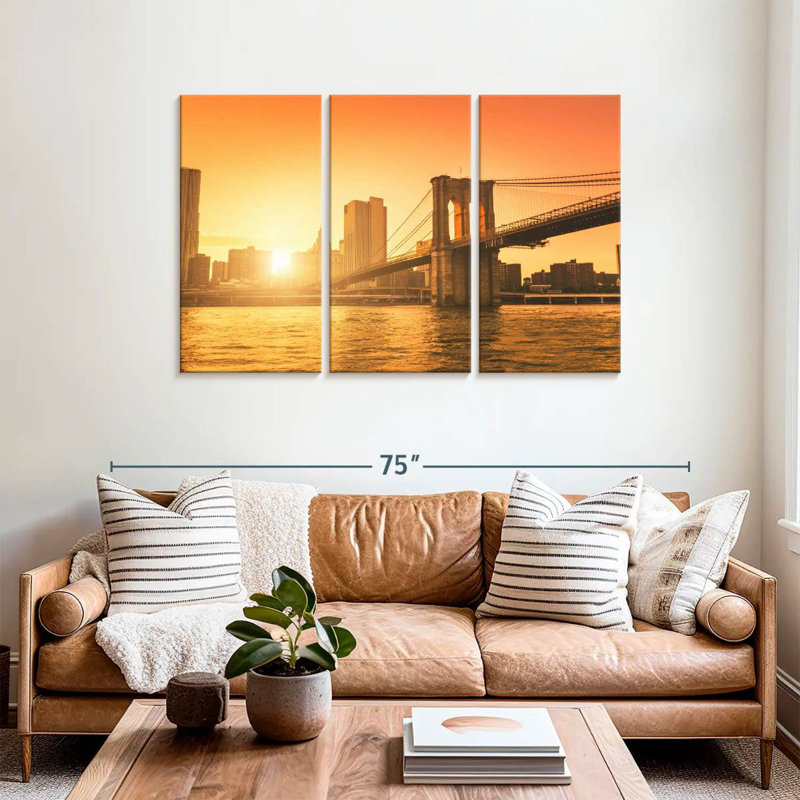 Lilie Sunset In Brooklyn Bridge, 36" H x 57" W