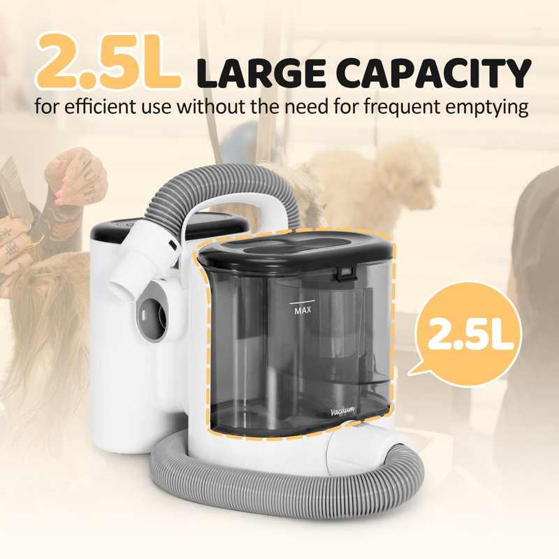 Ensemble d'aspirateur et de séchoir pour chien 7 en 1 avec bac à poussière 2,5 L, vitesse et température réglables