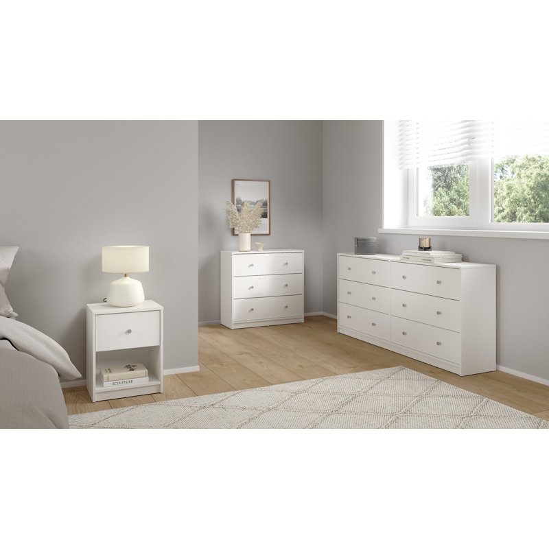 Ensemble de chambre à coucher 3 pièces Clanton, blanc, Blanc