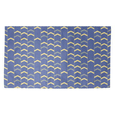 Tapis bleu à motif de rayures à chevrons Stephenie