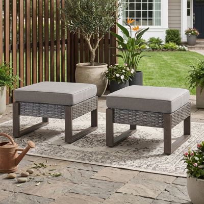Allcot Polyethylene (PE) Wicker Outdoor Ottoman