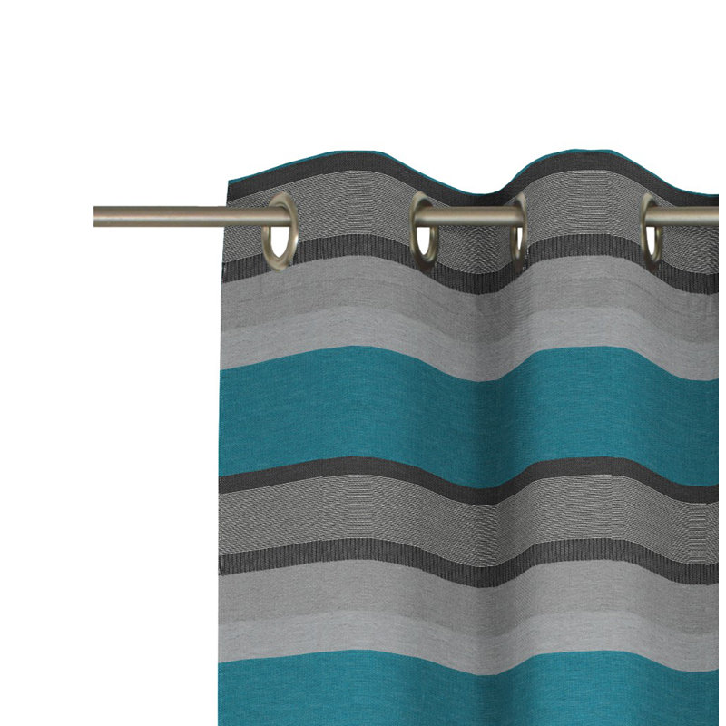 Menorca Room Darkening Curtain Single Panel, 132 W x 245 D cm, Turquoise