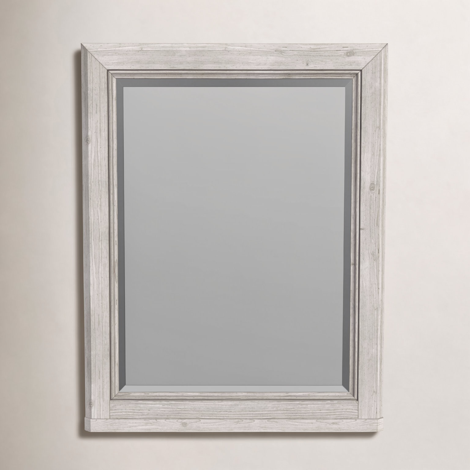 Jemma 32" Solid Wood Wall Mirror, Washed Linen