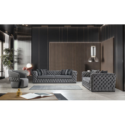 4 - Piece Velvet Living Room Set