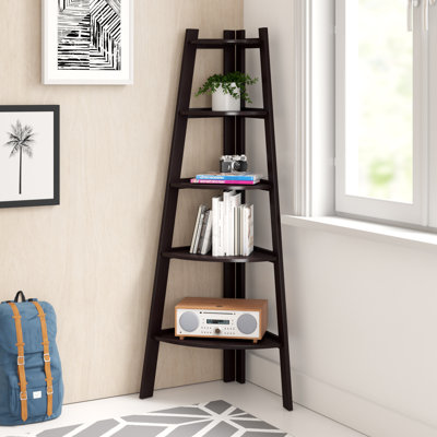 Tisha 63" H x 26.5" W Corner Five Tier Ladder Bookcase