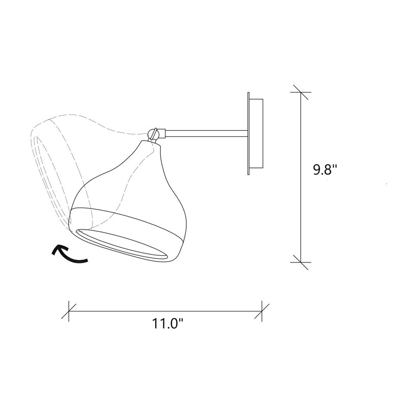 Powell Armed Sconce, Black/Copper