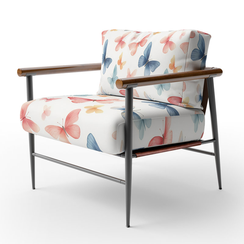 Chaise d'appoint à imprimé animal - Fauteuil papillon pastel rouge