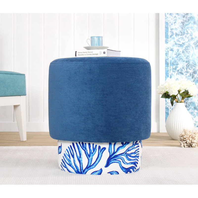 Stylish Pouffe for Modern Living Room, 50% Cotton / 50% Linen, 18.1 in Height x 16.9 in Diameter | 35 DNS Orthopedic Sponge with 2.4 in Thickness | Perfect for Seating & Footrest, Comfortable & Chic Design