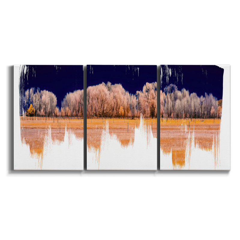 Rivière colorée, reproduction sur toile 3 pièces