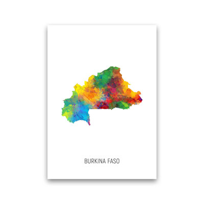 Burkina Faso Watercolour Map by Michael Tompsett - Print