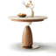 Beige + brun noisette + pierre frittée ronde argentée + bois massif + table de salle à manger en acier inoxydable-133441007