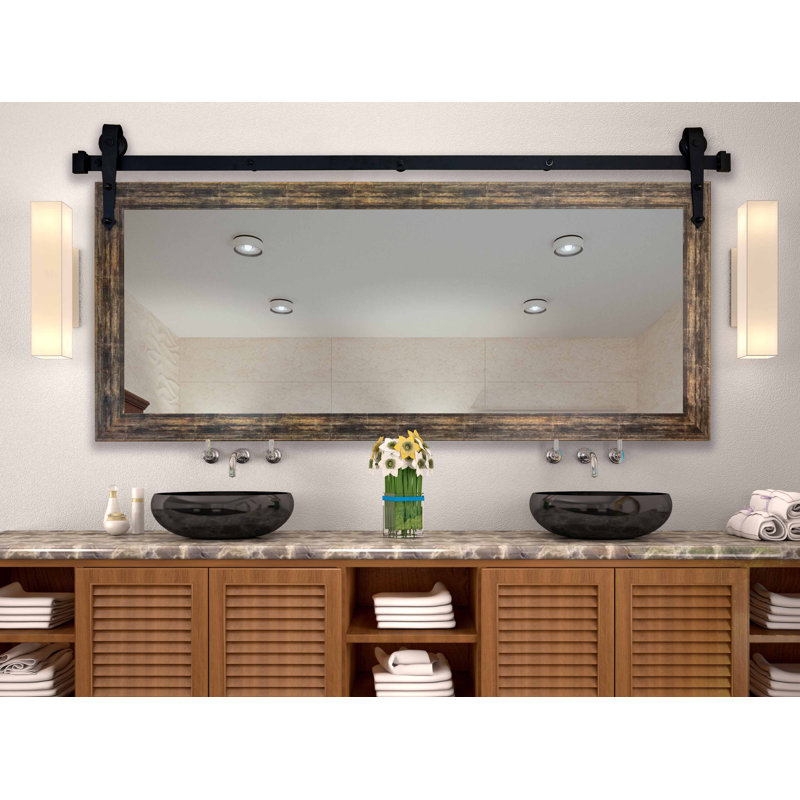 Miroir de salle de bain Ensley, 30,5 po x 59,5 po, Brun brossé