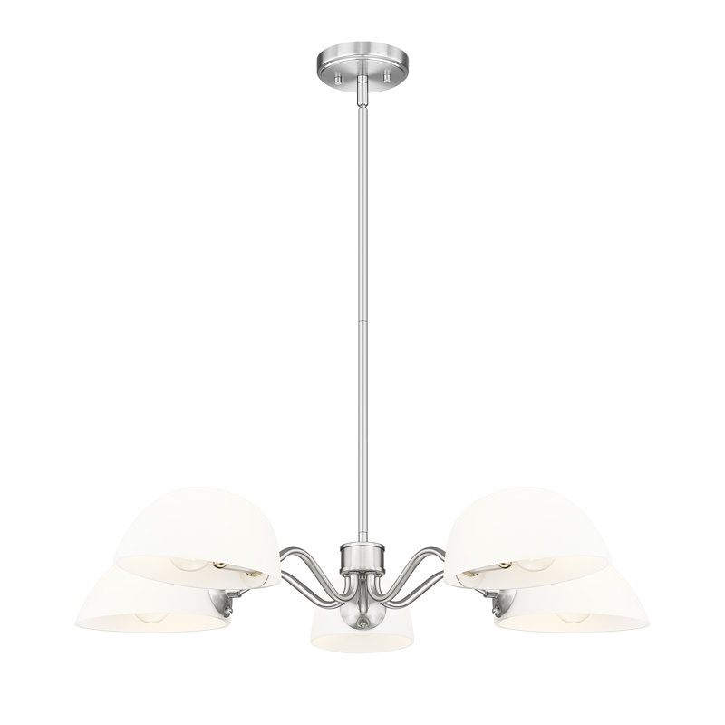 Lustre 5 lumières breton en nickel brossé, Nickel brossé