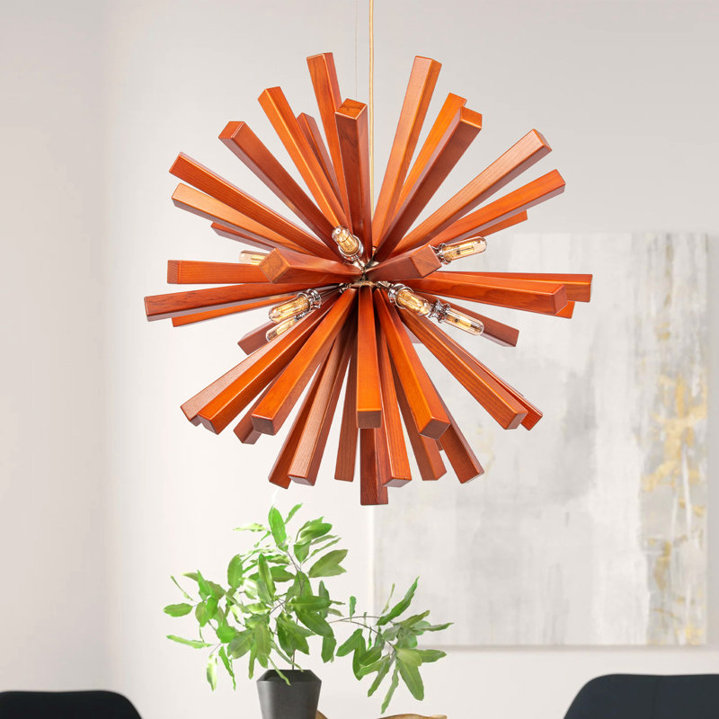 Lustre géométrique 10 lumières à DEL Aseda, H 79 po x l 20,47 po x P 20,47 po