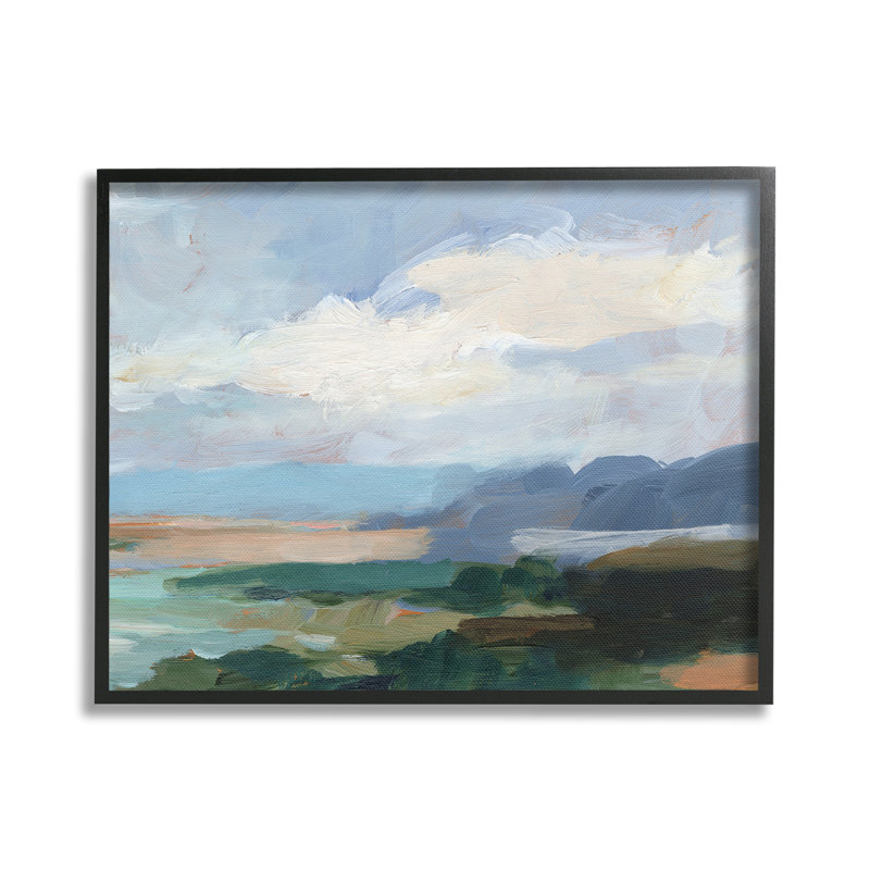 Art traditionnel giclée sur une plage nuageuse traditionnelle par Ethan Harper, Giclée encadrée noir minuit