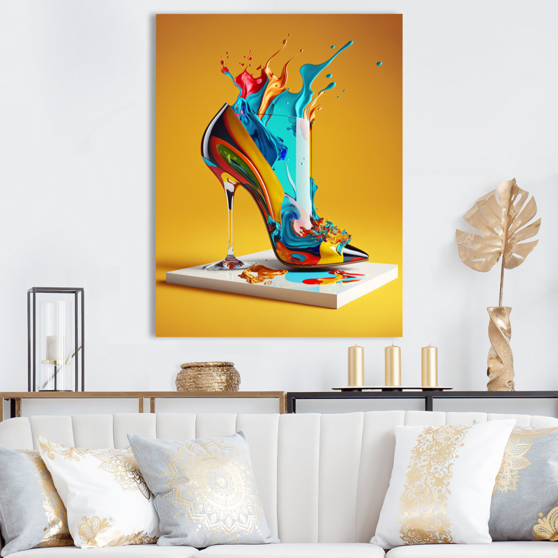 Décoration murale multicolore en verre à talon haut I - Fashion, H 20 po x l 12 po x P 1 po