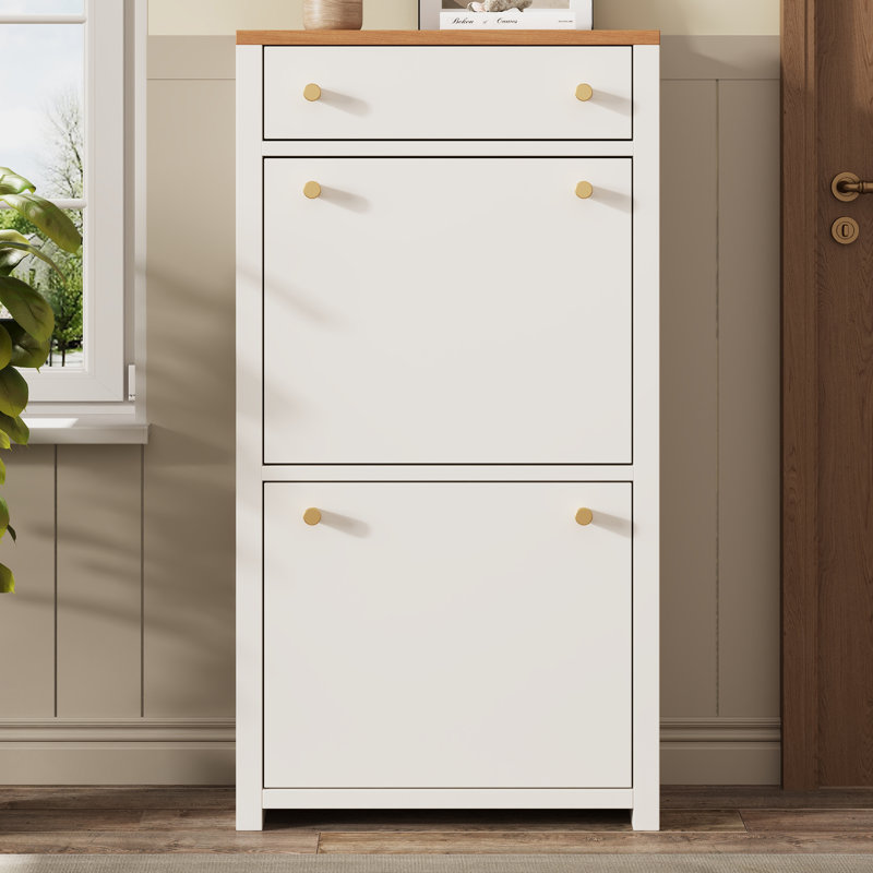 8 Pair Shoe Storage Cabinet, White
