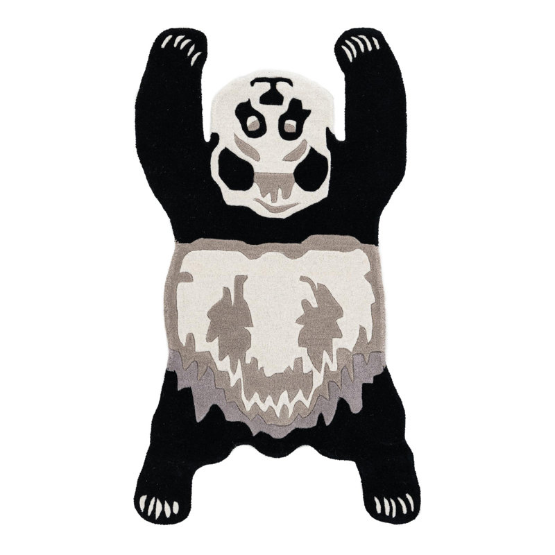 Tapis en laine Unique Loom Panda Playtime, Nouveauté 3 pi 1 po x 5 pi 3 po