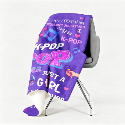 Kpop Gifts Blanket for Teen Girls - Music Gifts for Women Friends K-Pop Fans Lovers, Kpop Merch Stuff, Christmas Birthday Gifts for BFF Girls Women, Just A Girl Who Loves K-pop Blanket 40''x50''