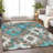 Machine Washable Indoor/Outdoor Xhevrie Teal Rug-1060177609